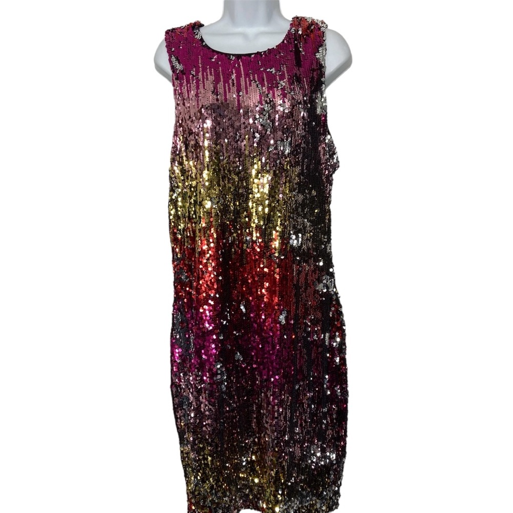 Bella Badgley Mischka Colorful Sequin Dress NWT